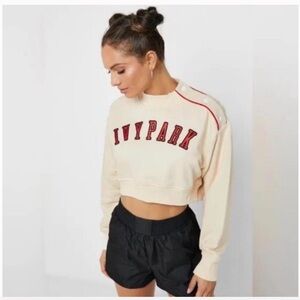 IVY PARK Beige Cropped Sweatshirt with Red Accents